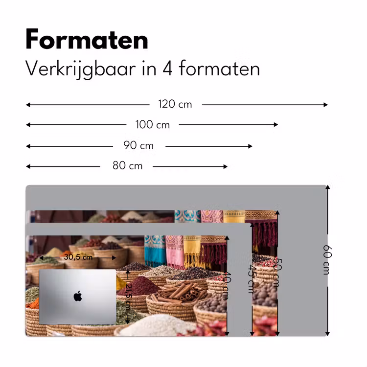 Desk Mat - Herbs - Baskets - Oriental - Kruiden - Manden - Oosters Muismat XXL klein