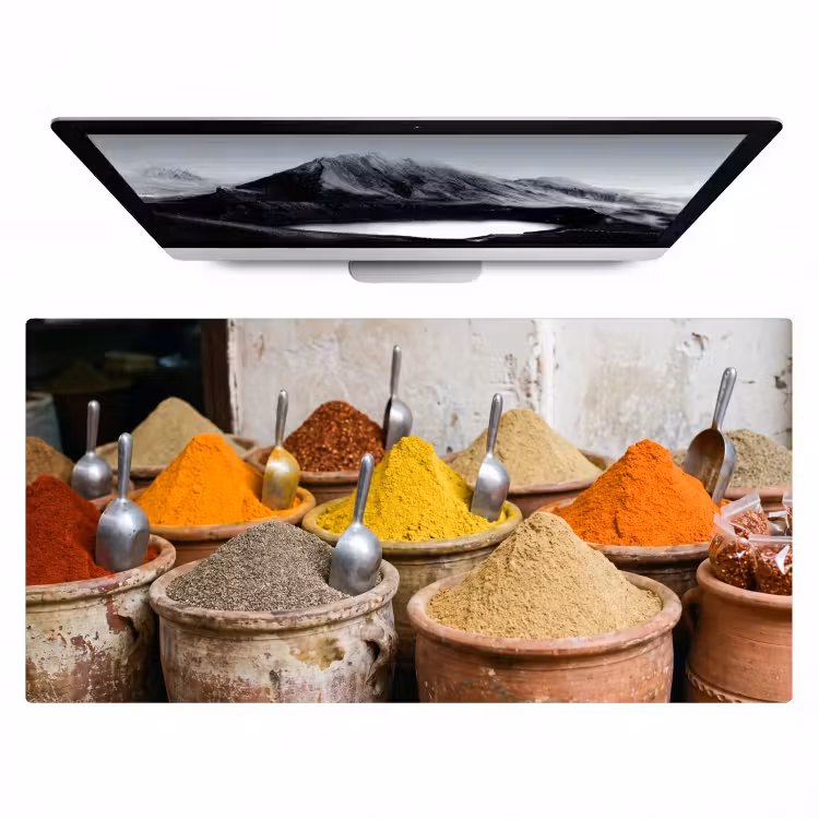 Desk Mat - Herbs - Jars - Asian - Kruiden - Potten - Oosters Muismat XXL klein