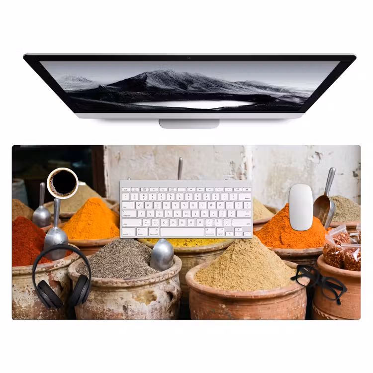 Desk Mat - Herbs - Jars - Asian - Kruiden - Potten - Oosters Muismat XXL klein