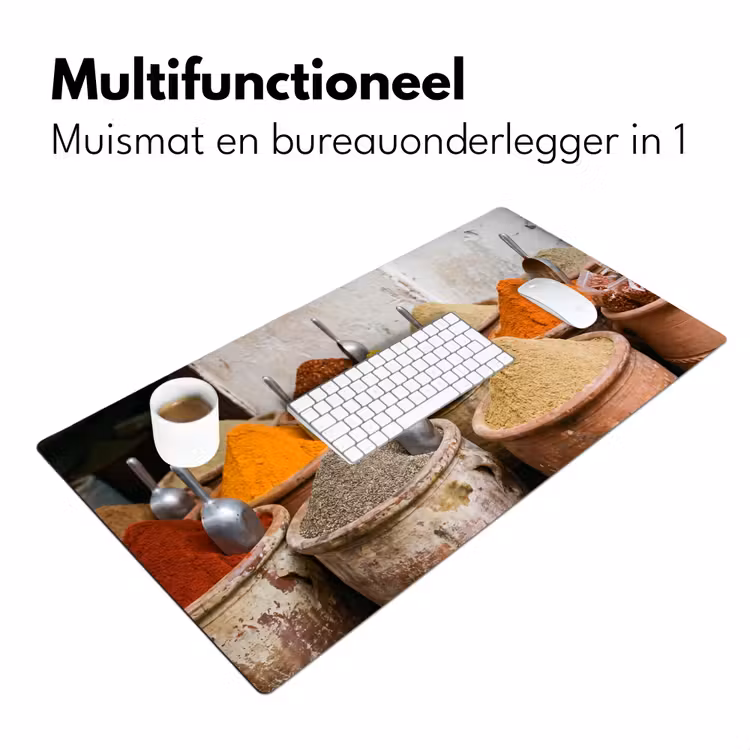 Desk Mat - Herbs - Jars - Asian - Kruiden - Potten - Oosters Muismat XXL klein