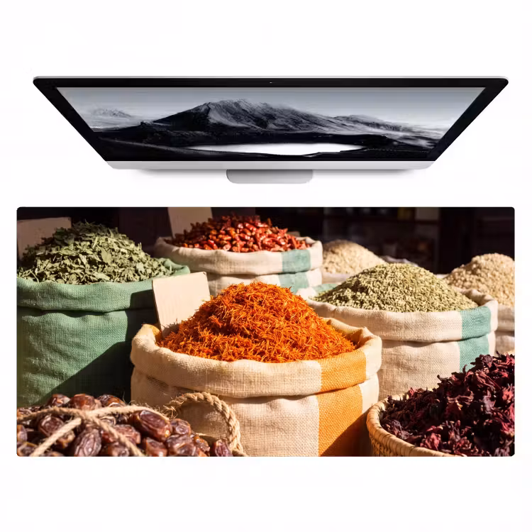 Desk Mat - Herbs - Market - Colorful - Kruiden - Markt - Kleurrijk Muismat XXL klein