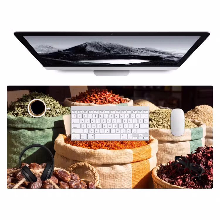 Desk Mat - Herbs - Market - Colorful - Kruiden - Markt - Kleurrijk Muismat XXL klein