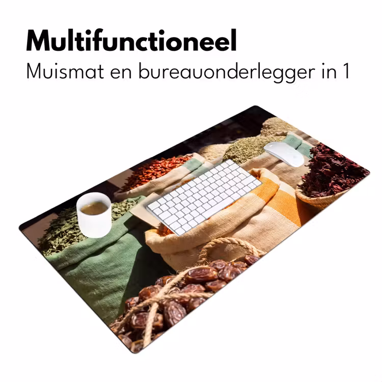Desk Mat - Herbs - Market - Colorful - Kruiden - Markt - Kleurrijk Muismat XXL klein