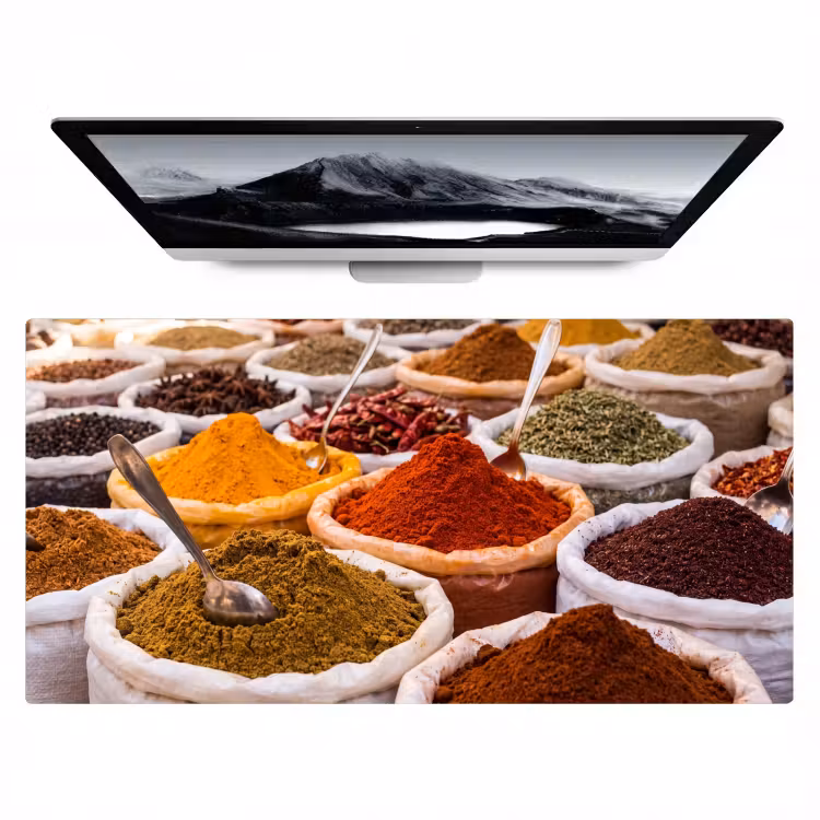 Desk Mat - Herbs - Market - Food - Kruiden - Markt - Eten Muismat XXL klein