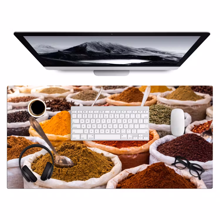 Desk Mat - Herbs - Market - Food - Kruiden - Markt - Eten Muismat XXL klein