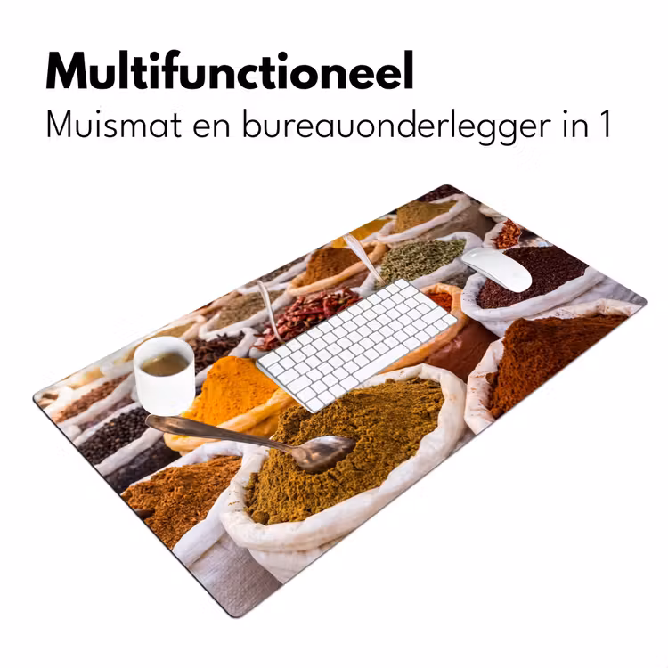 Desk Mat - Herbs - Market - Food - Kruiden - Markt - Eten Muismat XXL klein