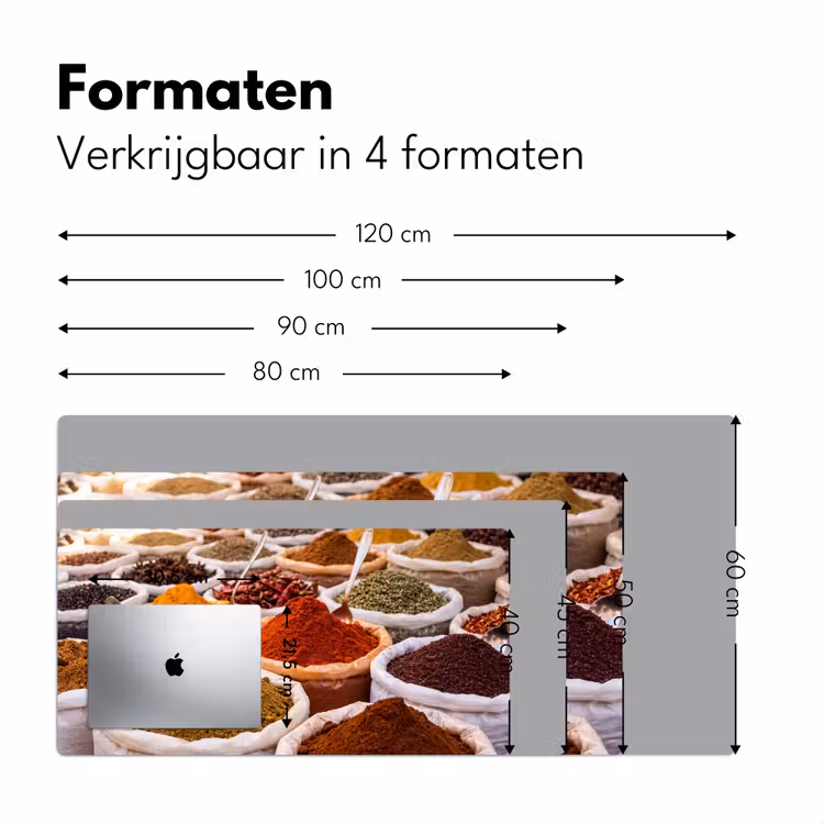 Desk Mat - Herbs - Market - Food - Kruiden - Markt - Eten Muismat XXL klein