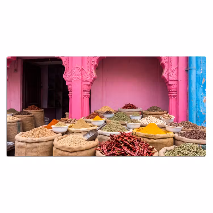 Desk Mat - Herbs - Market - Pink - Kruiden - Markt - Roze Muismat XXL klein
