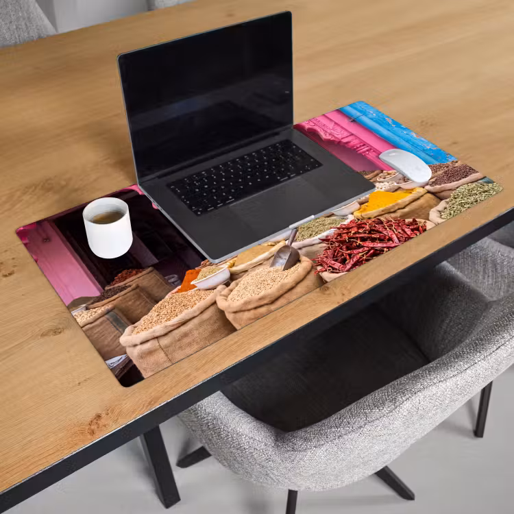 Desk Mat - Herbs - Market - Pink - Kruiden - Markt - Roze Muismat XXL klein