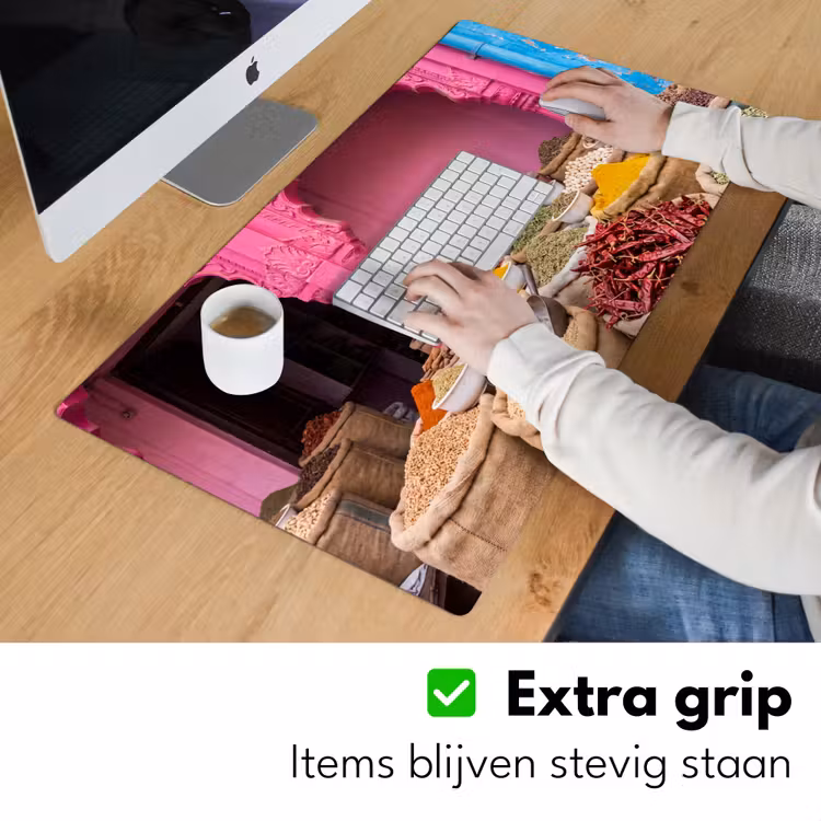 Desk Mat - Herbs - Market - Pink - Kruiden - Markt - Roze Muismat XXL klein