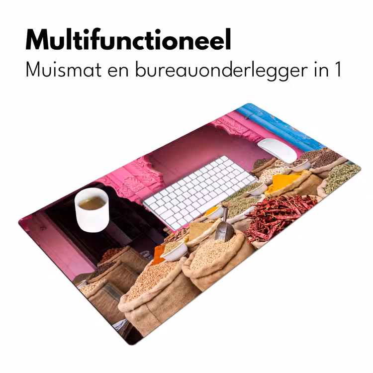 Desk Mat - Herbs - Market - Pink - Kruiden - Markt - Roze Muismat XXL klein