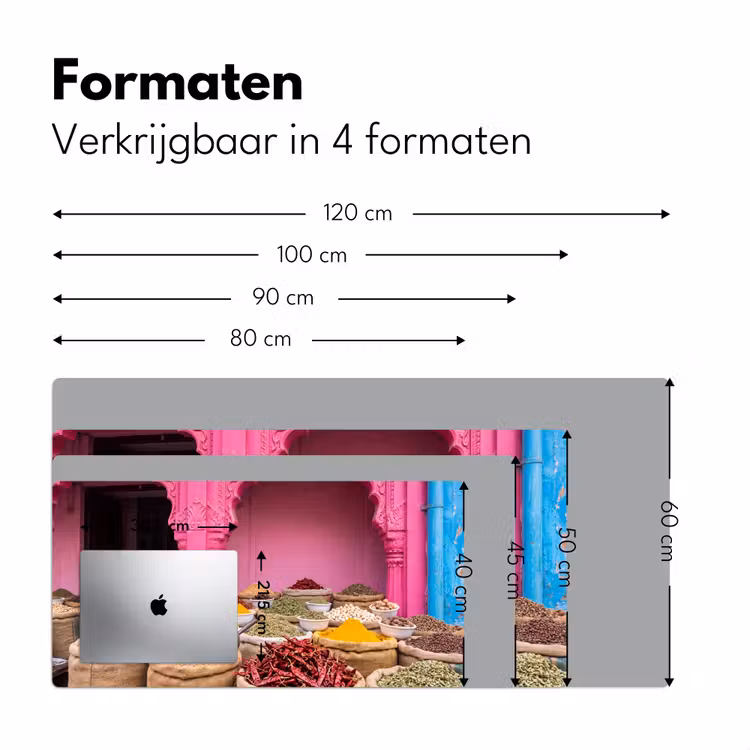Desk Mat - Herbs - Market - Pink - Kruiden - Markt - Roze Muismat XXL klein
