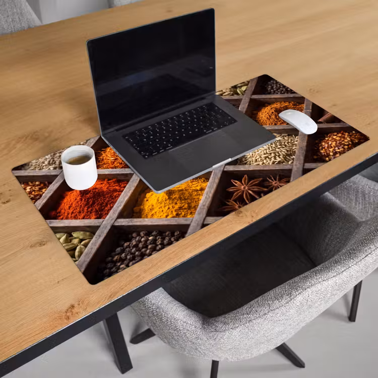 Desk Mat - Herbs - Wood - Food - Kruiden - Houten - Eten Muismat XXL klein