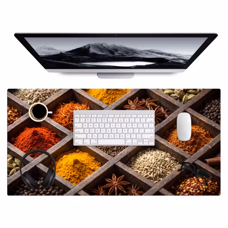 Desk Mat - Herbs - Wood - Food - Kruiden - Houten - Eten Muismat XXL klein