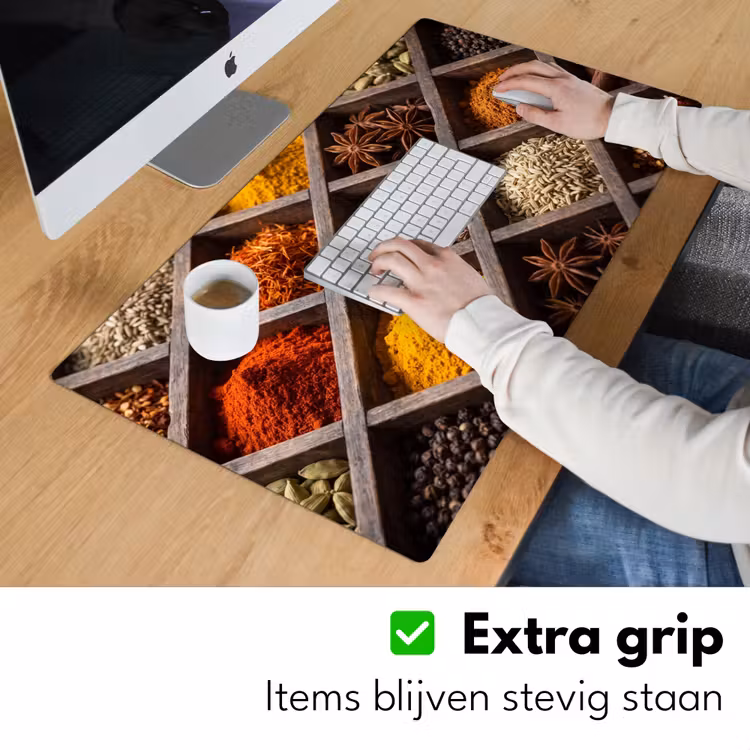 Desk Mat - Herbs - Wood - Food - Kruiden - Houten - Eten Muismat XXL klein