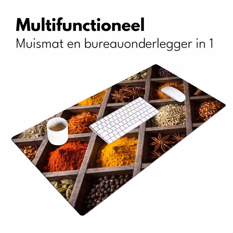 Desk Mat - Herbs - Wood - Food - Kruiden - Houten - Eten Muismat XXL klein