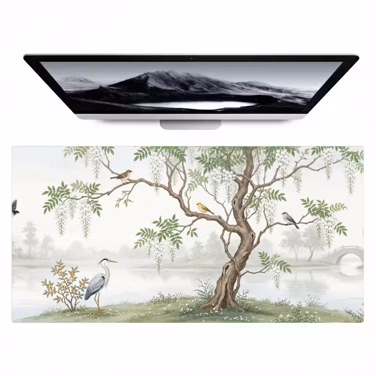 Reiger - Landschap - Groen Muismat XXL klein -zzz3d
