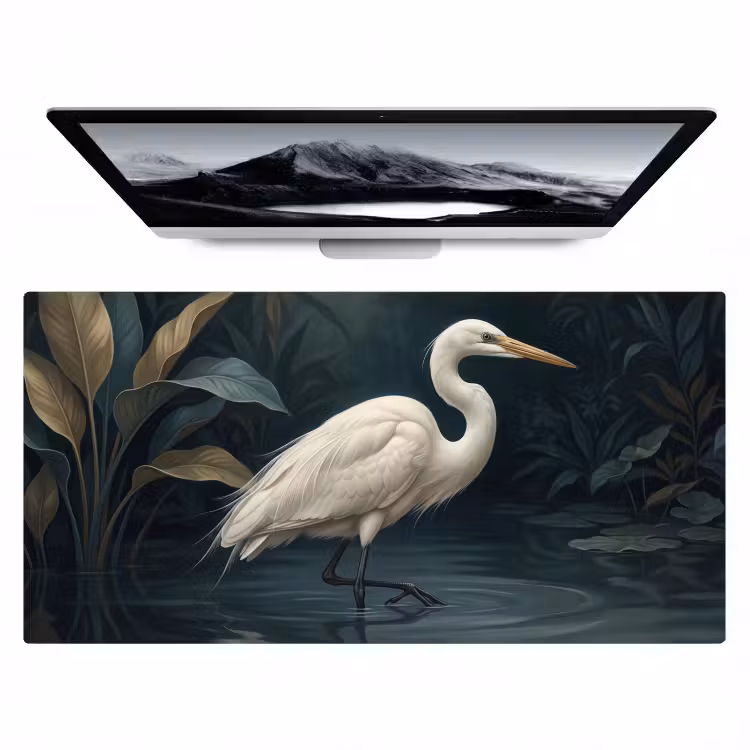 Reiger - Water - Natuur - Modern - Wit Muismat XXL klein -zzz3d