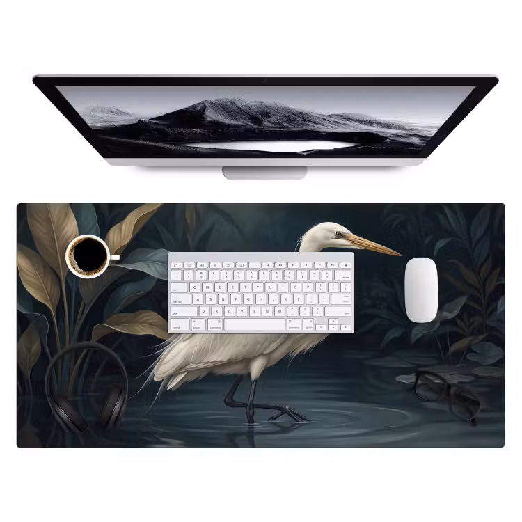 Reiger - Water - Natuur - Modern - Wit Muismat XXL klein -3d