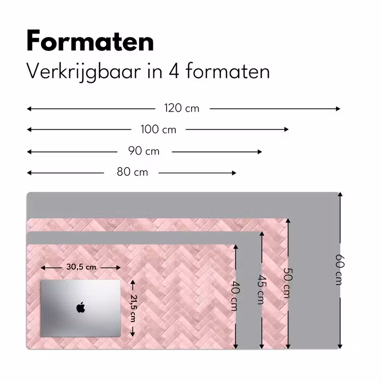 Visgraat - Wandtegel - Lichtroze Muismat XXL klein 681 -sfeer5