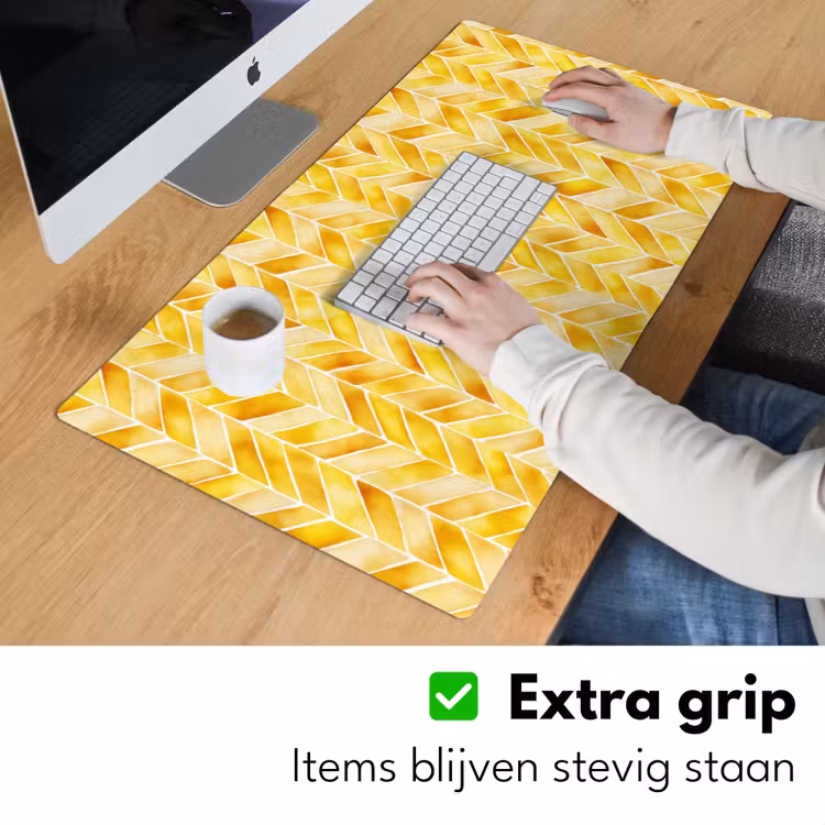 Visgraat - Aquarel - Patronen - Goudgeel Muismat XXL klein 681 -sfeer3