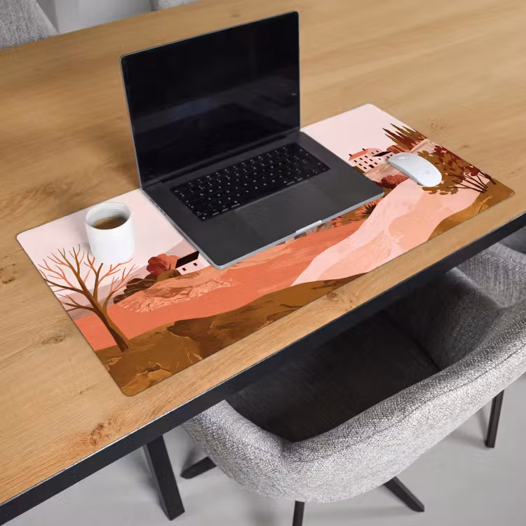 Heuvellandschap - Grafisch - Terracotta Muismat XXL klein -sfeer1