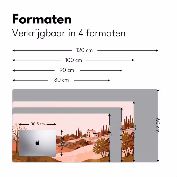 Heuvellandschap - Grafisch - Terracotta Muismat XXL klein -sfeer5
