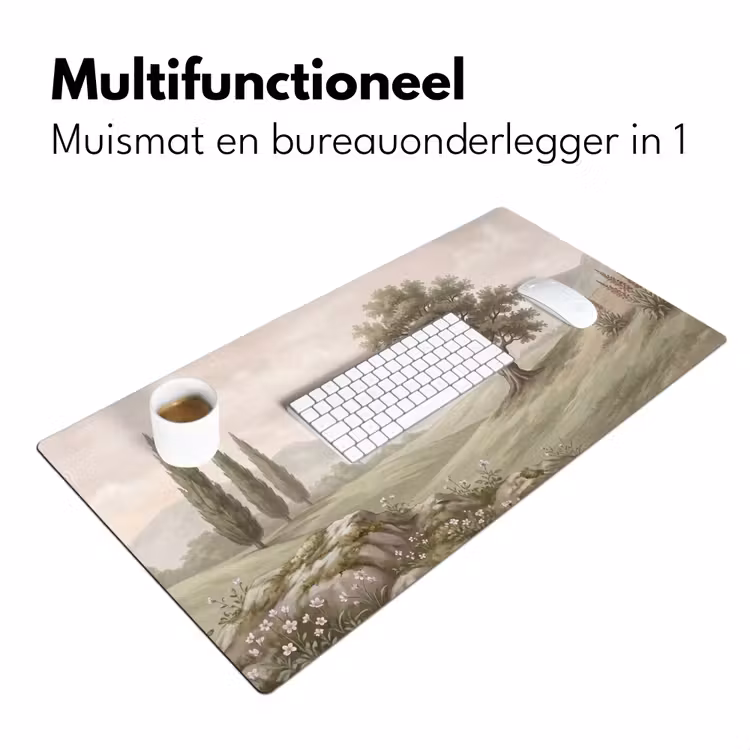 Heuvellandschap - Bomen - Natuur - Groen Muismat XXL klein -sfeer4