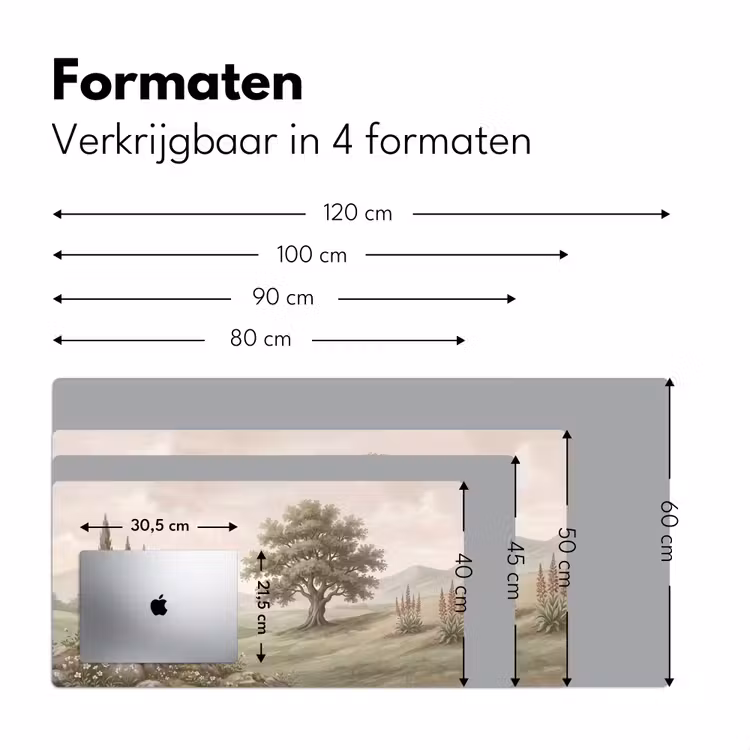 Heuvellandschap - Bomen - Natuur - Groen Muismat XXL klein -sfeer5