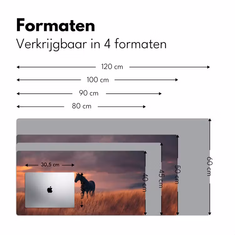 Paard - Wolken - Open veld Muismat XXL klein -sfeer5