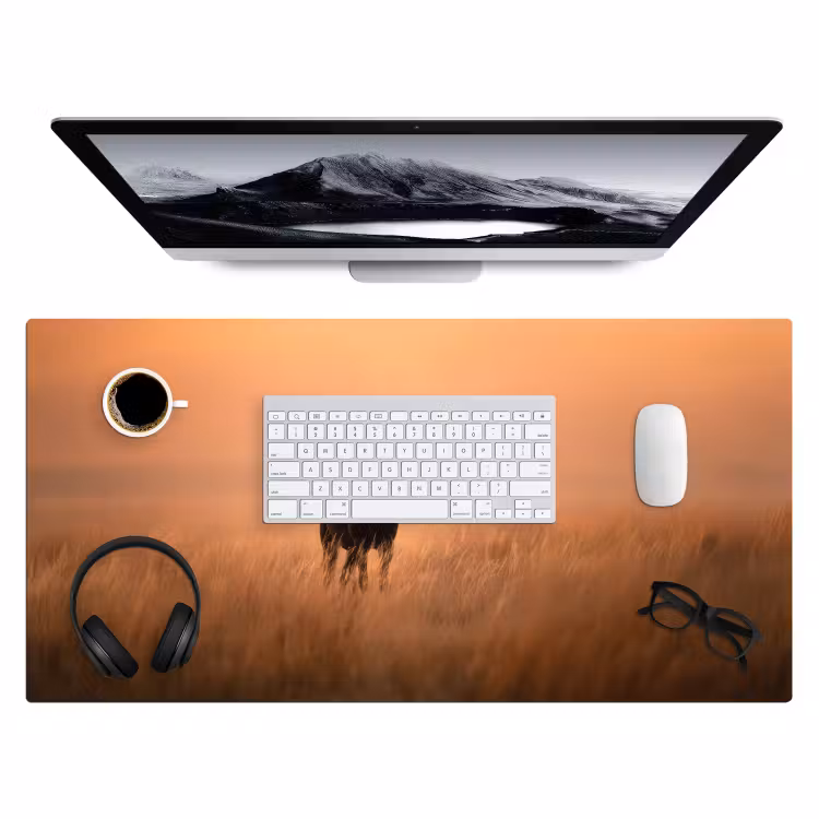 Paard - Grasveld - Zonsondergang Muismat XXL klein -3d