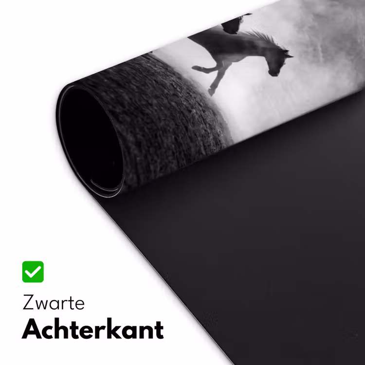 Paard - Ren - Stof - Zwart-wit - Dieren Muismat XXL klein -sfeer2