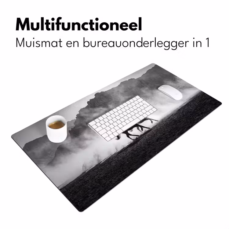 Paard - Ren - Stof - Zwart-wit - Dieren Muismat XXL klein -sfeer4