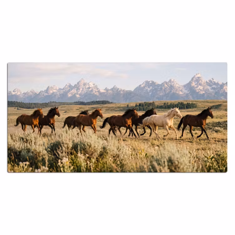 Paarden - Kudde - Bergen - Vrijheid - Wild Muismat XXL klein -3d_leeg