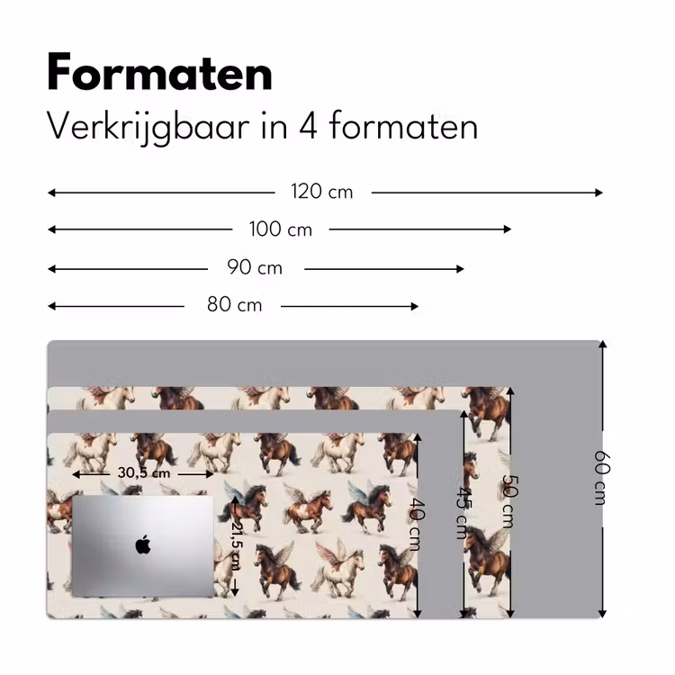 Paarden - Vleugels - Kleurrijk Muismat XXL klein 681 -sfeer5