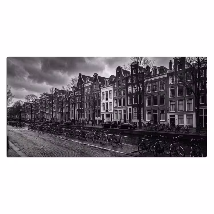 Huis - Gracht - Amsterdam - Architectuur - Zwart-wit Muismat XXL klein -3d_leeg