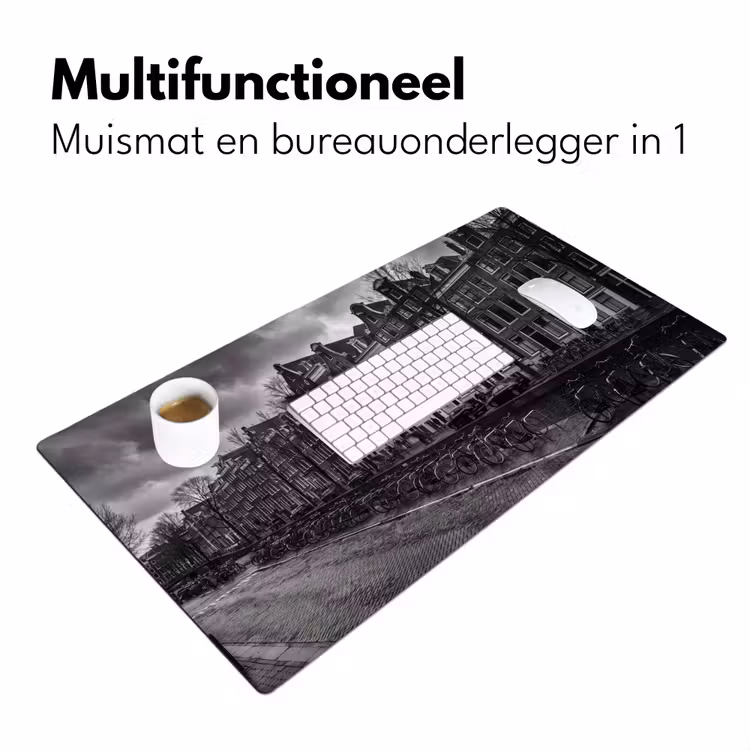 Huis - Gracht - Amsterdam - Architectuur - Zwart-wit Muismat XXL klein -sfeer4