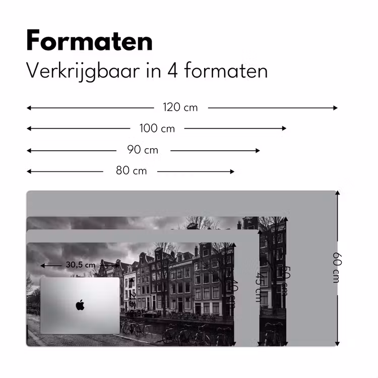 Huis - Gracht - Amsterdam - Architectuur - Zwart-wit Muismat XXL klein -sfeer5