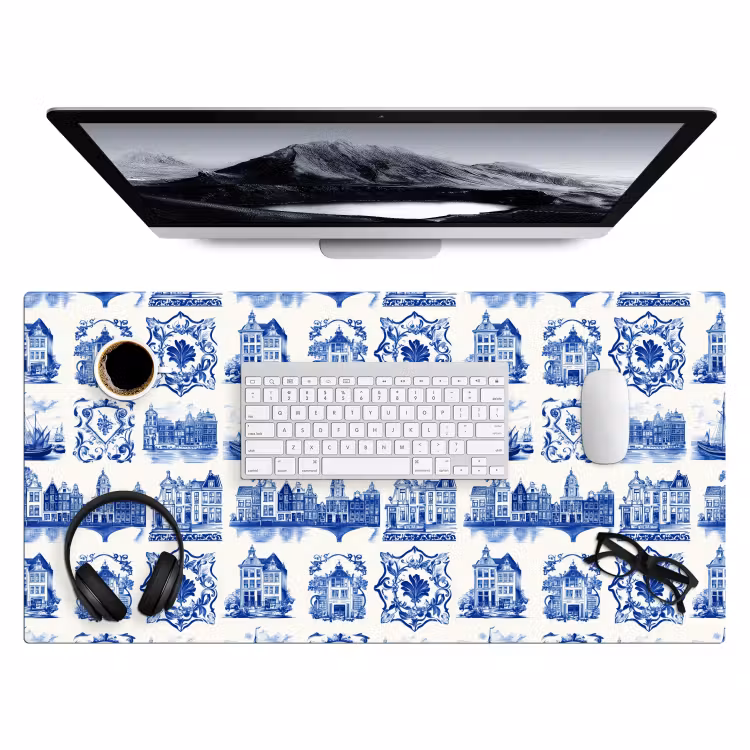 Huizen - Schepen - Blauw Muismat XXL klein 681 -3d