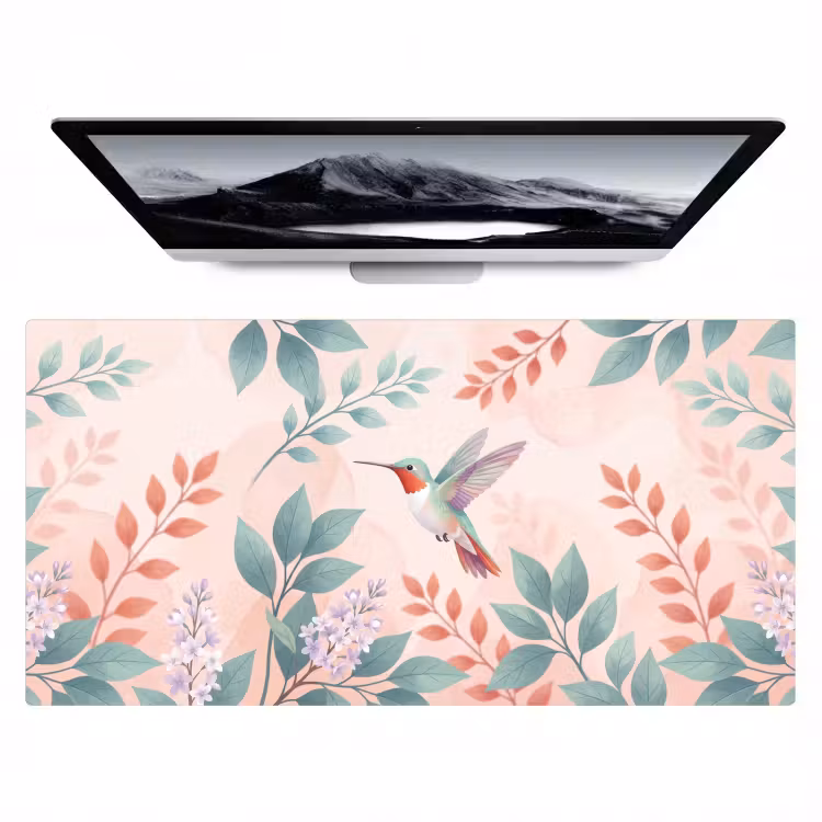 Kolibrie - Vliegen - Natuur - Illustratie - Kleurrijk Muismat XXL klein -zzz3d