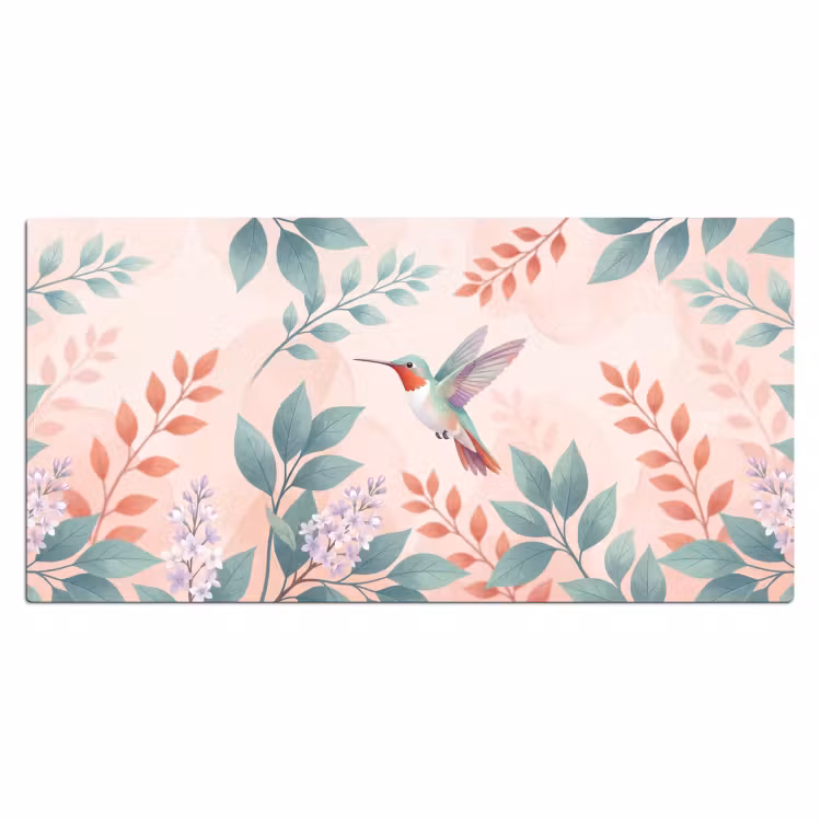 Kolibrie - Vliegen - Natuur - Illustratie - Kleurrijk Muismat XXL klein -3d_leeg