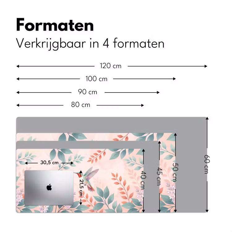 Kolibrie - Vliegen - Natuur - Illustratie - Kleurrijk Muismat XXL klein -sfeer5