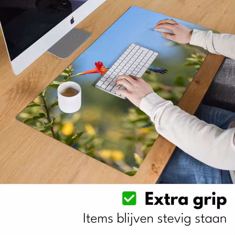 Kolibrie - Bloem - Natuur - Groen Muismat XXL klein -sfeer3