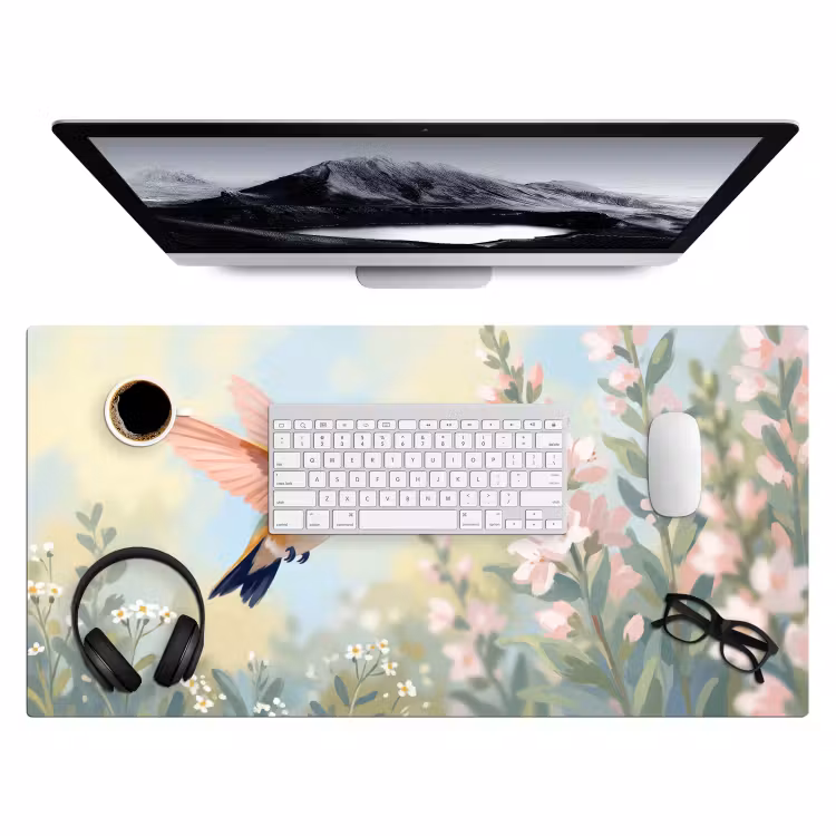 Kolibrie - Illustratie - Kleurrijk Muismat XXL klein -3d
