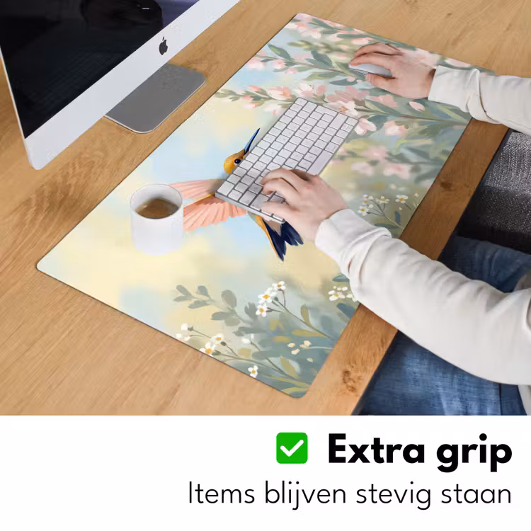 Kolibrie - Illustratie - Kleurrijk Muismat XXL klein -sfeer3