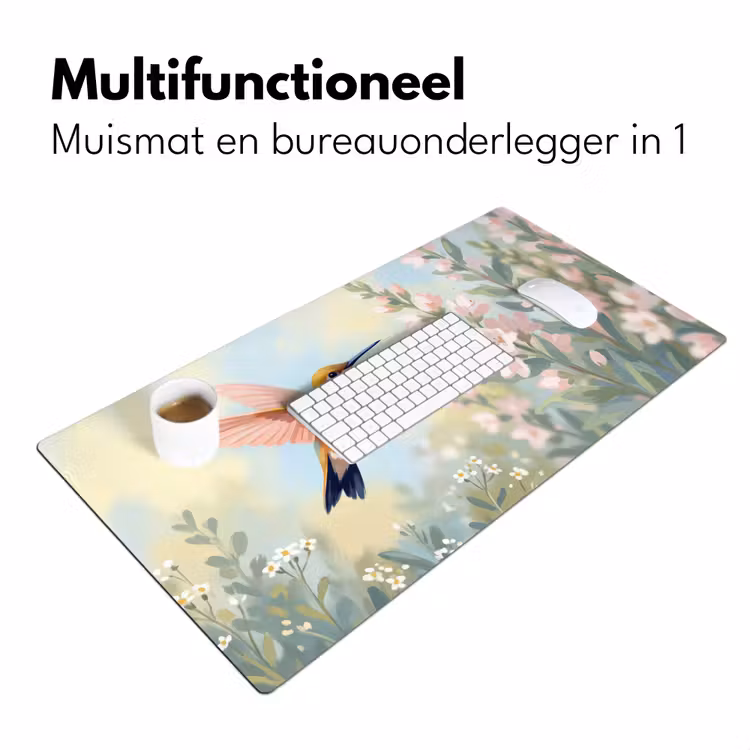 Kolibrie - Illustratie - Kleurrijk Muismat XXL klein -sfeer4