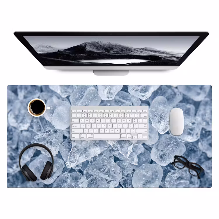 Ijsblokjes - Water - Blauw Muismat XXL klein -3d
