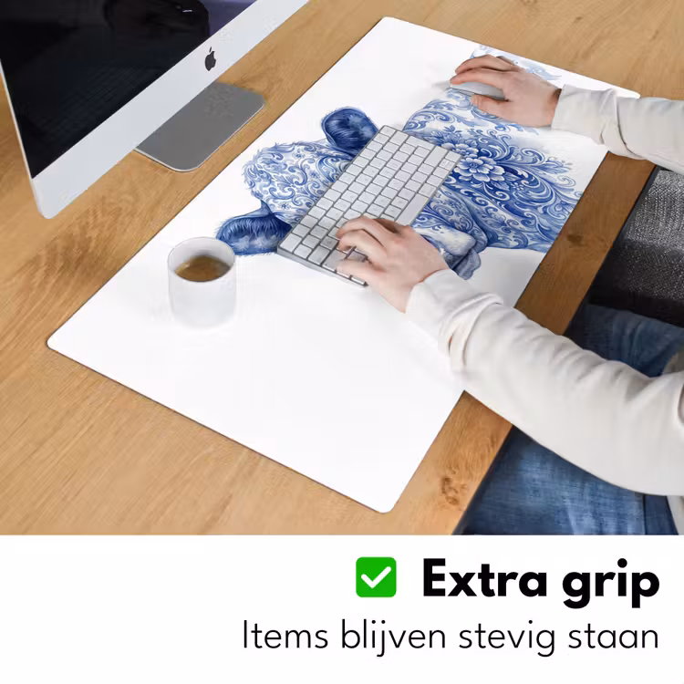 Illustratie - Koe - Blauw Muismat XXL klein -sfeer3