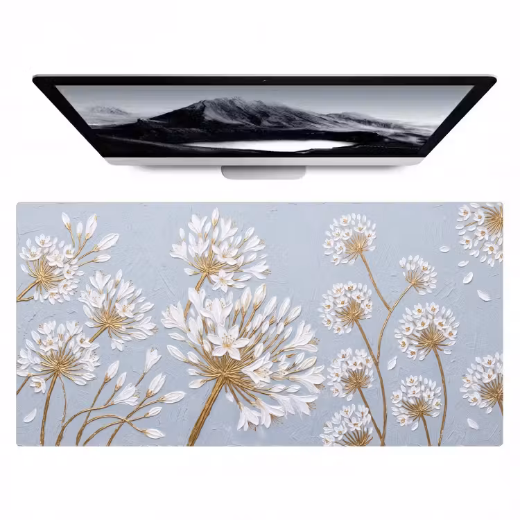 Illustratie - Bloemen - Blauw Muismat XXL klein -zzz3d