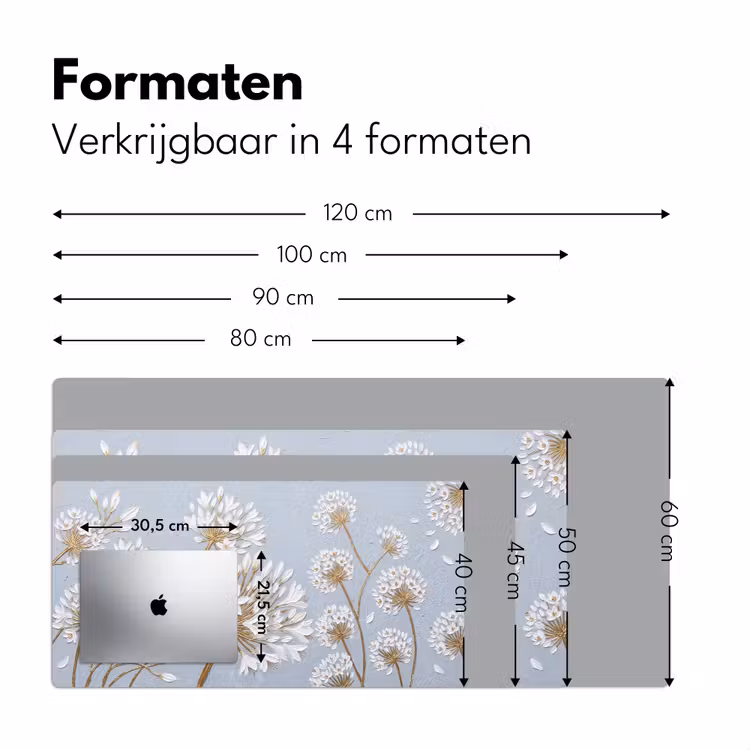 Illustratie - Bloemen - Blauw Muismat XXL klein -sfeer5